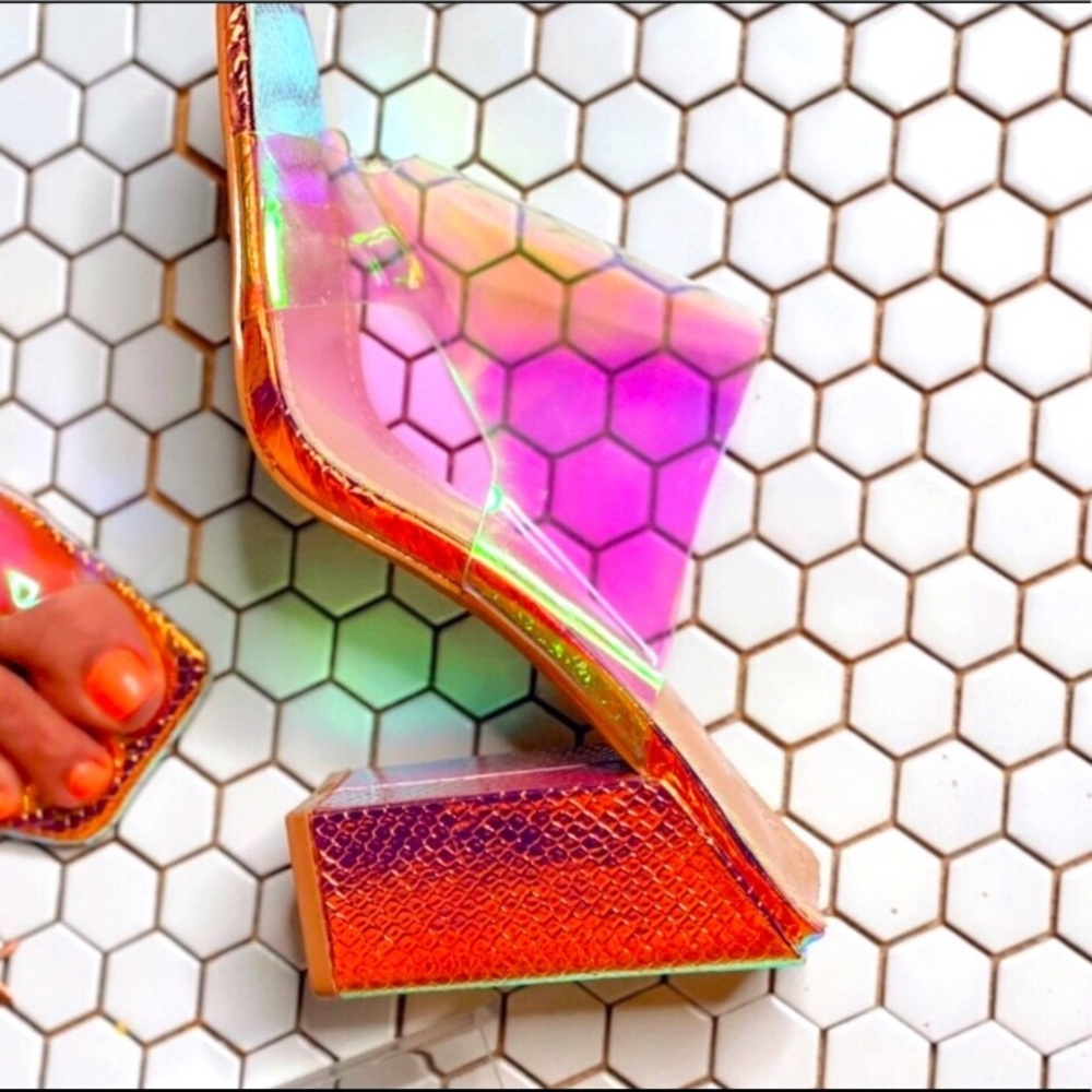 Iridescent Block Heels